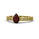 1 - Rachel Classic 7x5 mm Pear Shape Red Garnet Solitaire Engagement Ring 