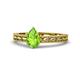 1 - Rachel Classic 7x5 mm Pear Shape Peridot Solitaire Engagement Ring 