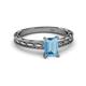 2 - Rachel Classic 7x5 mm Emerald Shape Blue Topaz Solitaire Engagement Ring 