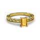2 - Rachel Classic 7x5 mm Emerald Shape Citrine Solitaire Engagement Ring 