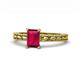 1 - Rachel Classic 7x5 mm Emerald Shape Ruby Solitaire Engagement Ring 