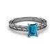 2 - Rachel Classic 7x5 mm Emerald Shape London Blue Topaz Solitaire Engagement Ring 