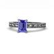 1 - Rachel Classic 7x5 mm Emerald Shape Tanzanite Solitaire Engagement Ring 