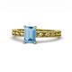1 - Rachel Classic 7x5 mm Emerald Shape Blue Topaz Solitaire Engagement Ring 