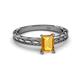 2 - Rachel Classic 7x5 mm Emerald Shape Citrine Solitaire Engagement Ring 