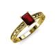 3 - Rachel Classic 7x5 mm Emerald Shape Red Garnet Solitaire Engagement Ring 