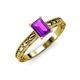 3 - Rachel Classic 7x5 mm Emerald Shape Amethyst Solitaire Engagement Ring 