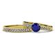 1 - Ronia 1.81 ctw Classic Blue Sapphire (6.00 mm) Accented Lab Grown Diamonds Bridal Set Ring  