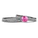 1 - Ronia 1.61 ctw Classic Pink Sapphire (6.00 mm) Accented Lab Grown Diamonds Bridal Set Ring  