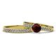 1 - Ronia 1.71 ctw Classic Red Garnet (6.50 mm) Accented Lab Grown Diamonds Bridal Set Ring  