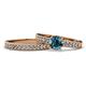 1 - Ronia 1.66 ctw Classic Blue Diamond (6.50 mm) Accented Lab Grown Diamonds Bridal Set Ring  