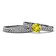 1 - Ronia 1.66 ctw Classic Yellow Diamond (6.50 mm) Accented Lab Grown Diamonds Bridal Set Ring  