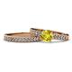 1 - Ronia 1.66 ctw Classic Yellow Diamond (6.50 mm) Accented Lab Grown Diamonds Bridal Set Ring  