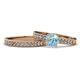 1 - Ronia 1.53 ctw Classic Aquamarine (6.50 mm) Accented Lab Grown Diamonds Bridal Set Ring  