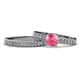 1 - Ronia 1.53 ctw Classic Pink Tourmaline (6.50 mm) Accented Lab Grown Diamonds Bridal Set Ring  