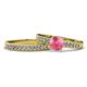 1 - Ronia 1.53 ctw Classic Pink Tourmaline (6.50 mm) Accented Lab Grown Diamonds Bridal Set Ring  