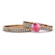 1 - Ronia 1.53 ctw Classic Pink Tourmaline (6.50 mm) Accented Lab Grown Diamonds Bridal Set Ring  