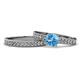 1 - Ronia 1.61 ctw Classic Blue Topaz (6.50 mm) Accented Lab Grown Diamonds Bridal Set Ring  