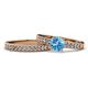 1 - Ronia 1.61 ctw Classic Blue Topaz (6.50 mm) Accented Lab Grown Diamonds Bridal Set Ring  
