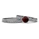 1 - Ronia 1.71 ctw Classic Red Garnet (6.50 mm) Accented Lab Grown Diamonds Bridal Set Ring  