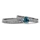 1 - Ronia 1.66 ctw Classic Blue Diamond (6.50 mm) Accented Lab Grown Diamonds Bridal Set Ring  