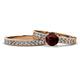 1 - Ronia Classic Red Garnet and Diamond Bridal Set Ring 