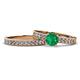 1 - Ronia Classic Emerald and Diamond Bridal Set Ring 