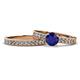 1 - Ronia Classic Blue Sapphire and Diamond Bridal Set Ring 