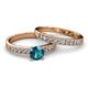 2 - Ronia Classic London Blue Topaz and Diamond Bridal Set Ring 
