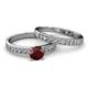 2 - Ronia Classic Red Garnet and Diamond Bridal Set Ring 