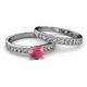 2 - Ronia Classic Rhodolite Garnet and Diamond Bridal Set Ring 