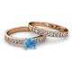 2 - Ronia Classic Blue Topaz and Diamond Bridal Set Ring 