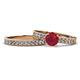 1 - Ronia Classic Ruby and Diamond Bridal Set Ring 