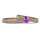 1 - Ronia Classic Amethyst and Diamond Bridal Set Ring 