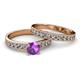 2 - Ronia Classic Amethyst and Diamond Bridal Set Ring 