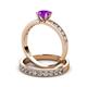 3 - Ronia Classic Amethyst and Diamond Bridal Set Ring 