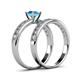 4 - Ronia Classic Blue Topaz and Diamond Bridal Set Ring 
