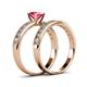 4 - Ronia Classic Pink Tourmaline and Diamond Bridal Set Ring 
