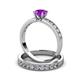3 - Ronia Classic Amethyst and Diamond Bridal Set Ring 