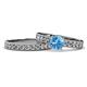 1 - Ronia Classic Blue Topaz and Diamond Bridal Set Ring 