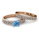 2 - Ronia Classic Blue Topaz and Diamond Bridal Set Ring 