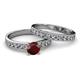 2 - Ronia Classic Red Garnet and Diamond Bridal Set Ring 