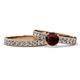 1 - Ronia Classic Red Garnet and Diamond Bridal Set Ring 
