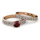 2 - Ronia Classic Red Garnet and Diamond Bridal Set Ring 