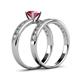 4 - Ronia Classic Rhodolite Garnet and Diamond Bridal Set Ring 