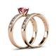 4 - Ronia Classic Rhodolite Garnet and Diamond Bridal Set Ring 