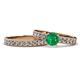 1 - Ronia Classic Emerald and Diamond Bridal Set Ring 