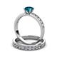 3 - Ronia Classic London Blue Topaz and Diamond Bridal Set Ring 