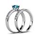 4 - Ronia Classic London Blue Topaz and Diamond Bridal Set Ring 