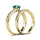 4 - Ronia Classic London Blue Topaz and Diamond Bridal Set Ring 